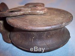 Vtg Old Antique Louden A25 Cast Iron Wood Rope Pulley Trolly Barn Hay Steampunk