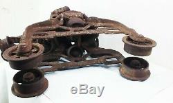 Vtg antique Fe myers cast iron hay trolley carrier unloader barn pulley tool