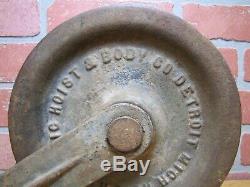 WOOD HYDRAULIC HOIST & BODY Co DETROIT MICH Old Cast Iron Tackle Pulley Tool