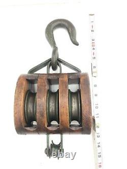 WW1 / WW2 Liberty Ship Block And Tackle Set. Nautical Pulleys Vintage Rare WWII