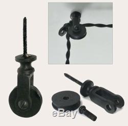 Wall/Ceiling Mount Threaded Screw Pulley Set/2 Steampunk Light/Rope Cord Pulleys