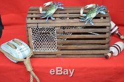 Wooden Lobster Crab Trap Buoy Decor Display Block & Tackle Gift Card Box Pool