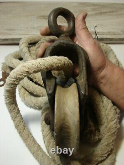 XX Rare! H127-1 Pulley with Old Rope